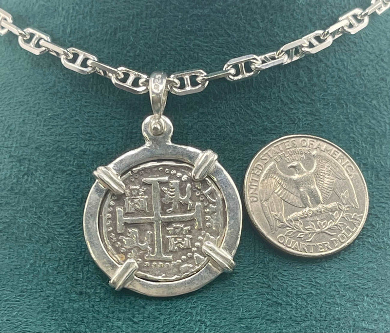 NUESTRA SENORA DE ATOCHA SOLID SILVER COIN PENDANT