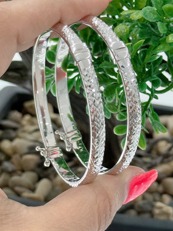 10K REAL WHITE GOLD STACKABLE BANGLES 7.5 INCHES  4.5MM