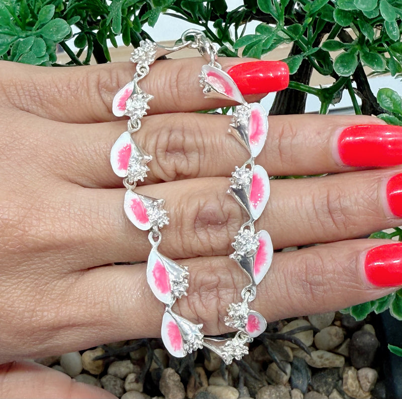 925 solid sterling silver handmade mini conch shell bracelet