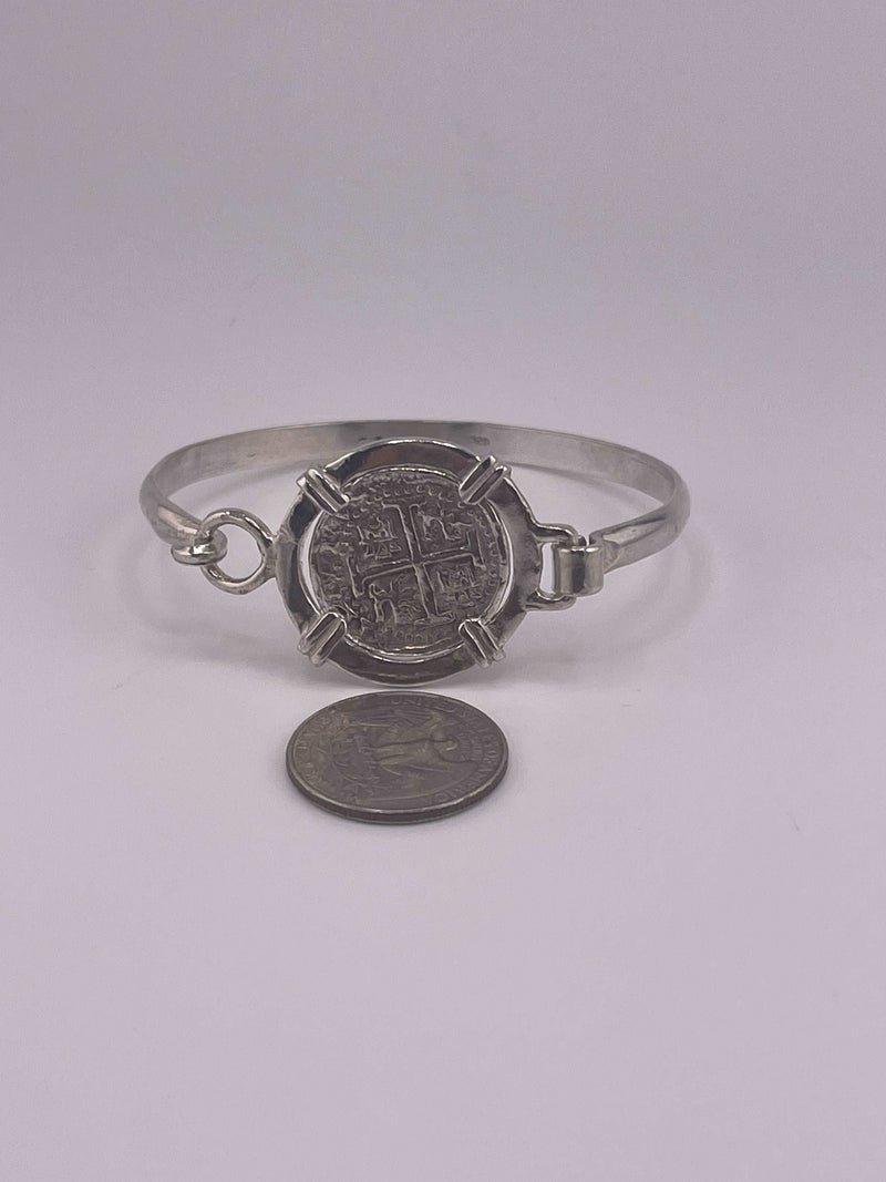 NUESTRA SENORA DE ATOCHA  SOLID SILVER COIN BANGLE