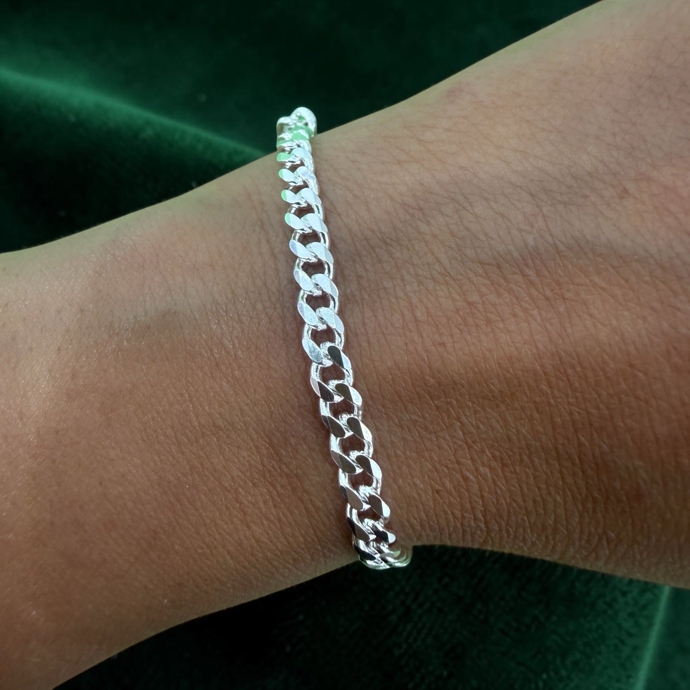 925 solid sterling silver bracelet 4mm