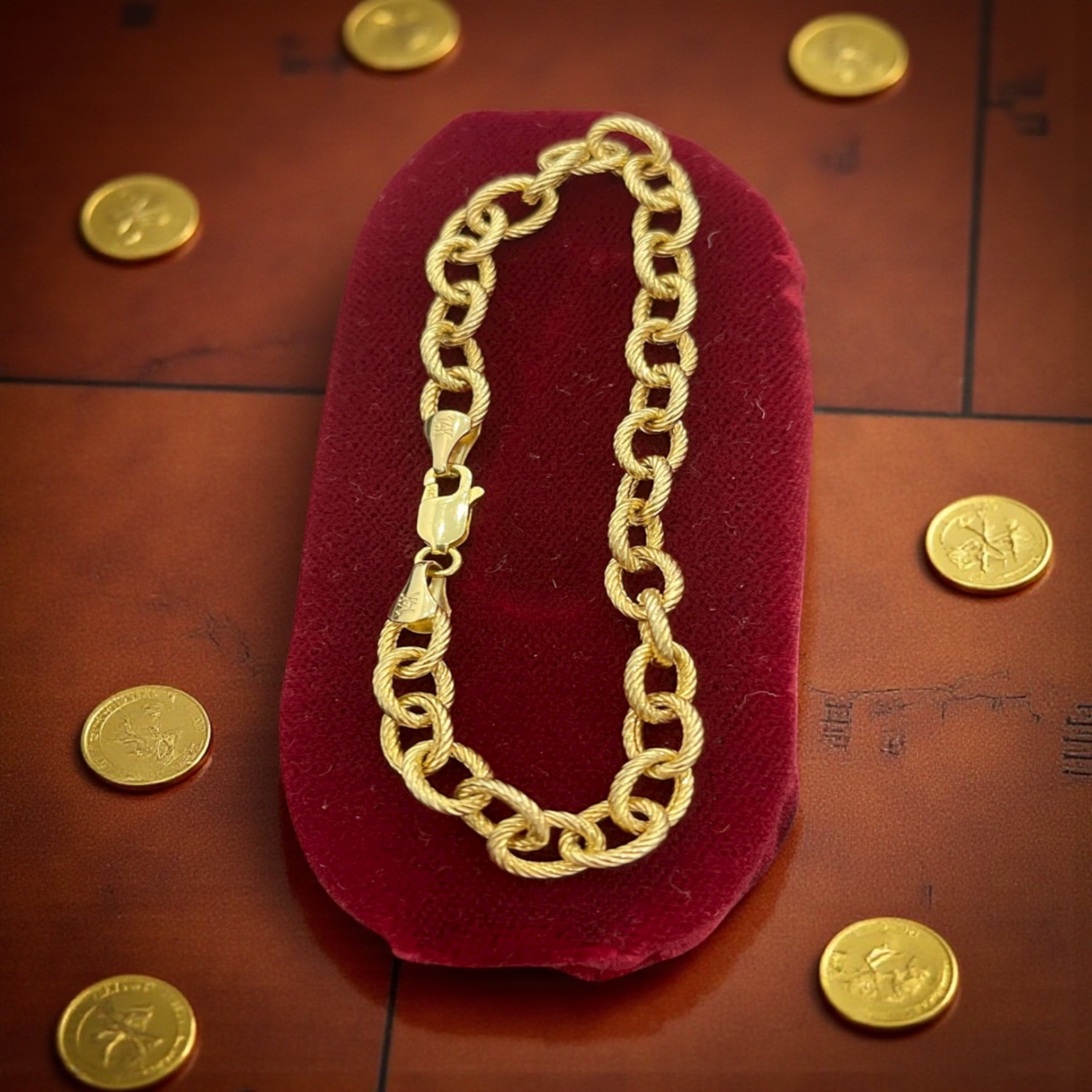 14k solid real solid gold handmade money chain bracelet 5mm