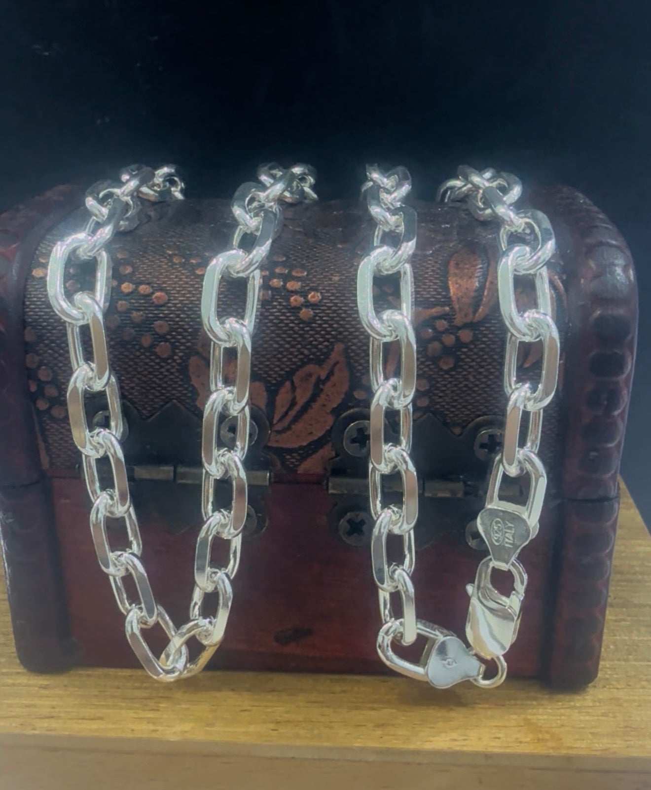 925 solid sterling silver heavy chain 7.4mm