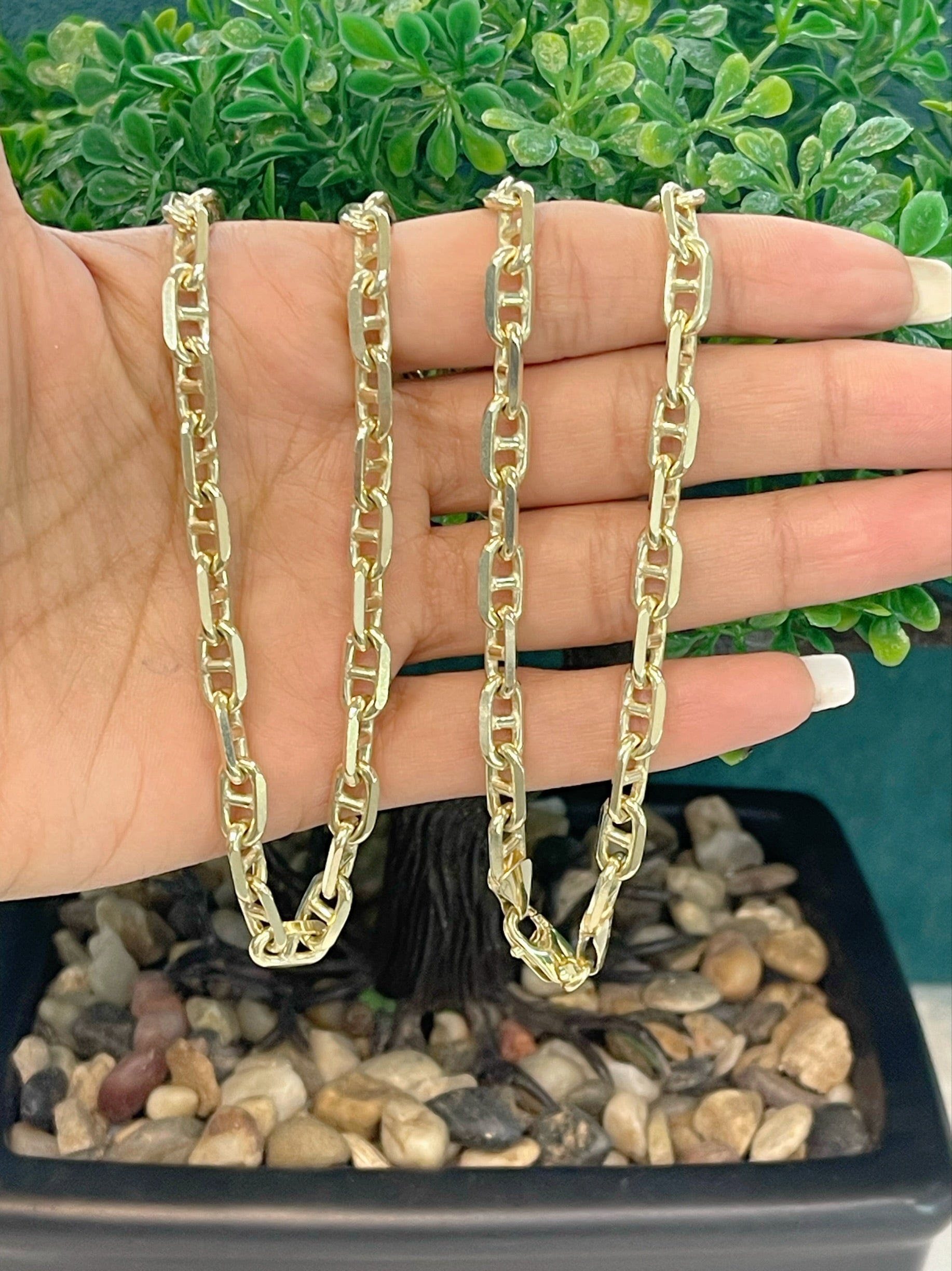 14K REAL SOLID GOLD HEAVY BEAUTIFUL ANCHOR CHAIN 5.5MM