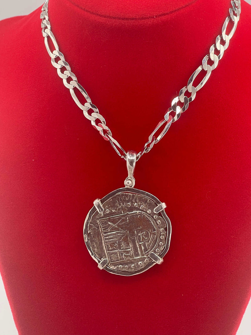 NUESTRA SENORA DE ATOCHA LARGE SILVER COIN PENDANT