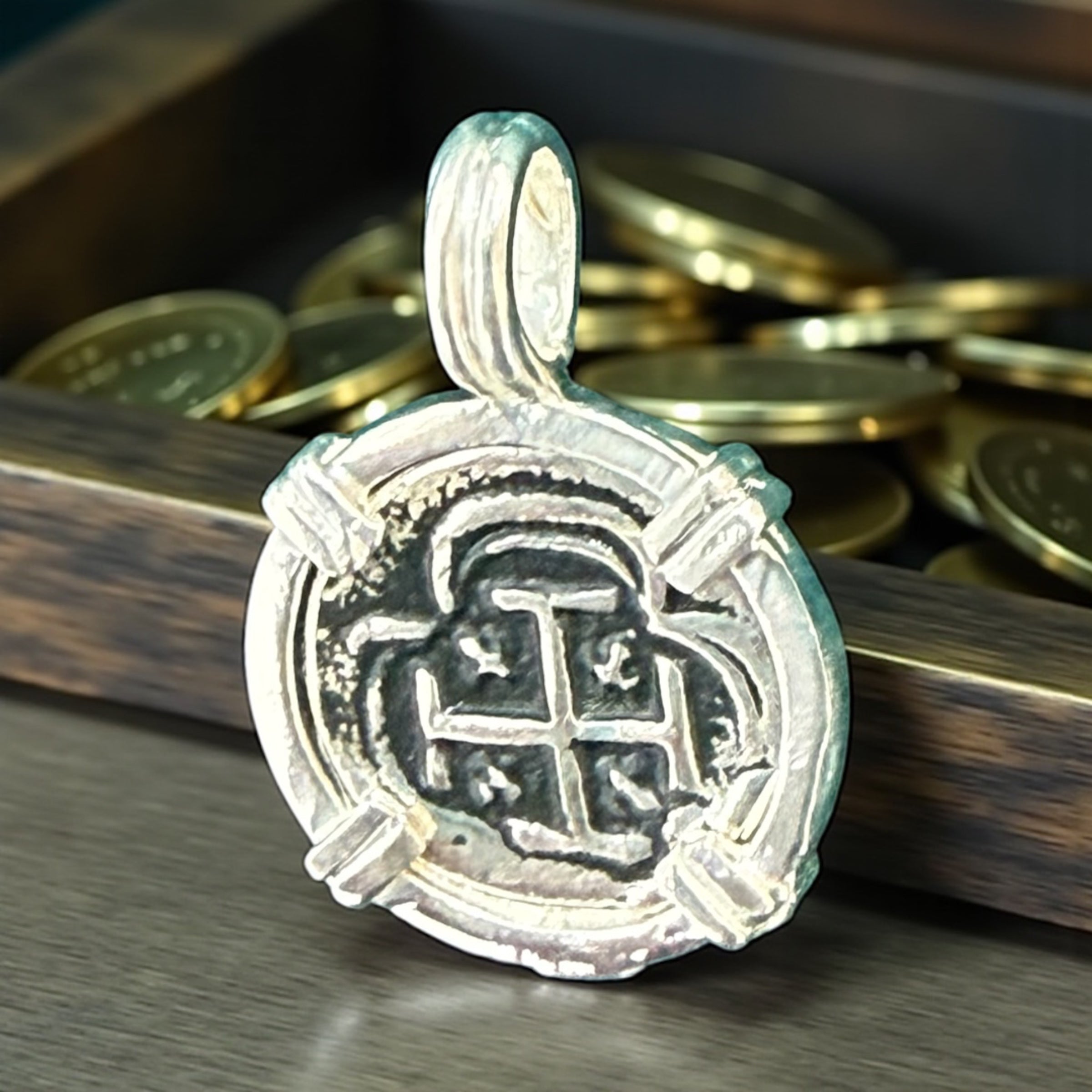 HANDMADE ATOCHA SILVER MINI ROUND SHAPE COIN PENDANT 13MM