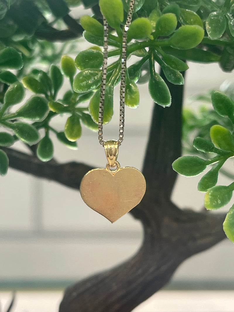 NUESTRA SENORA DE ATOCHA MINI SILVER COIN PENDANT IN 10K REAL GOLD HEART ❤️