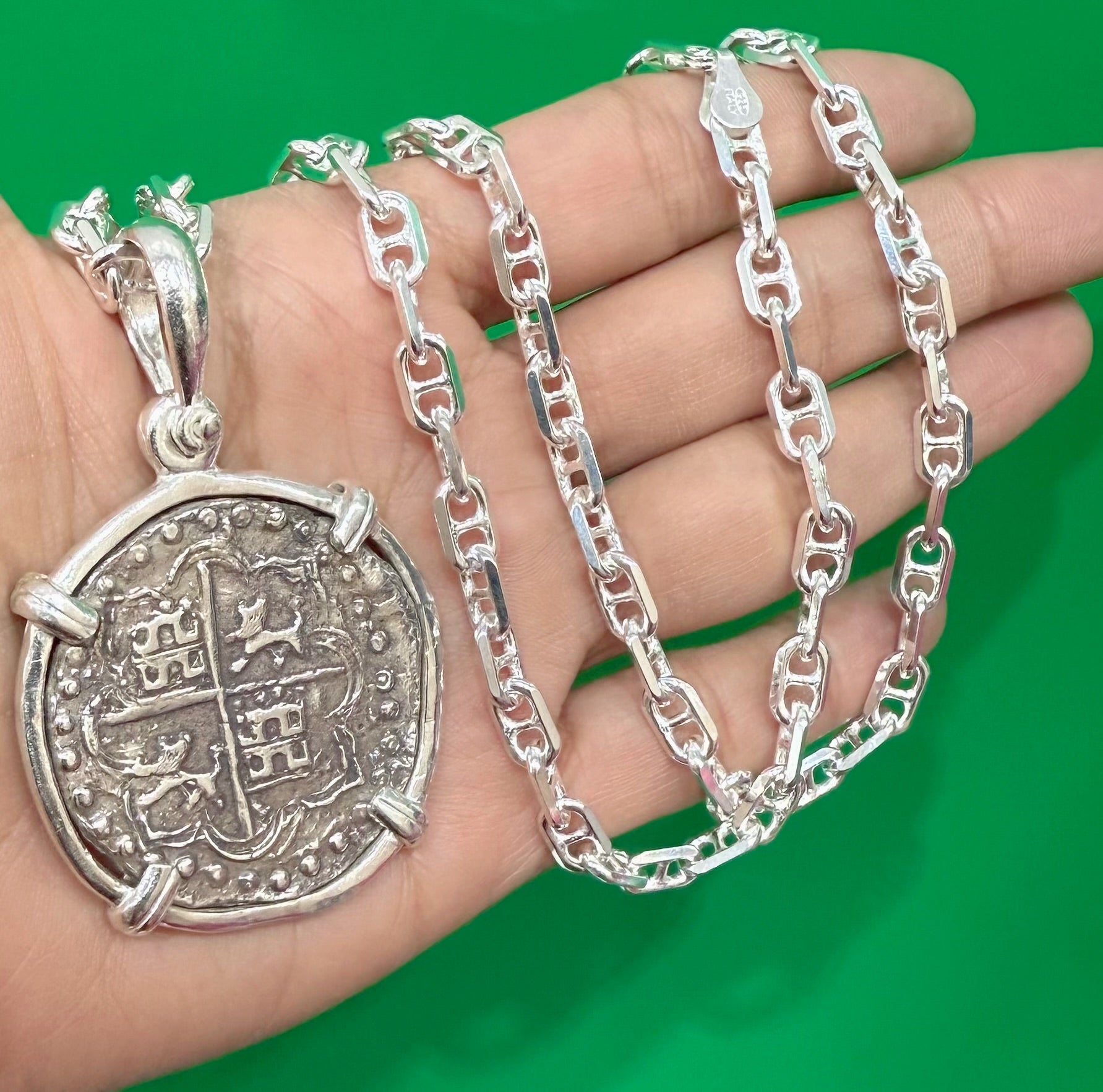 ATOCHA SOLID SILVER COIN PENDANT LARGE SIZE