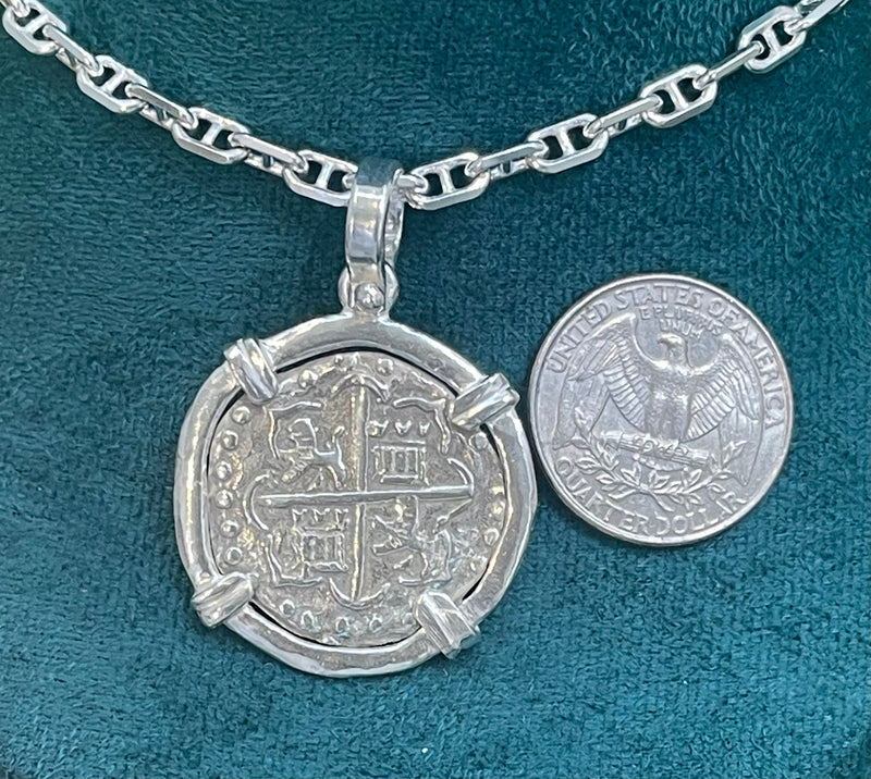 NUESTRA SENORA DE ATOCHA SOLID SILVER COIN PENDANT