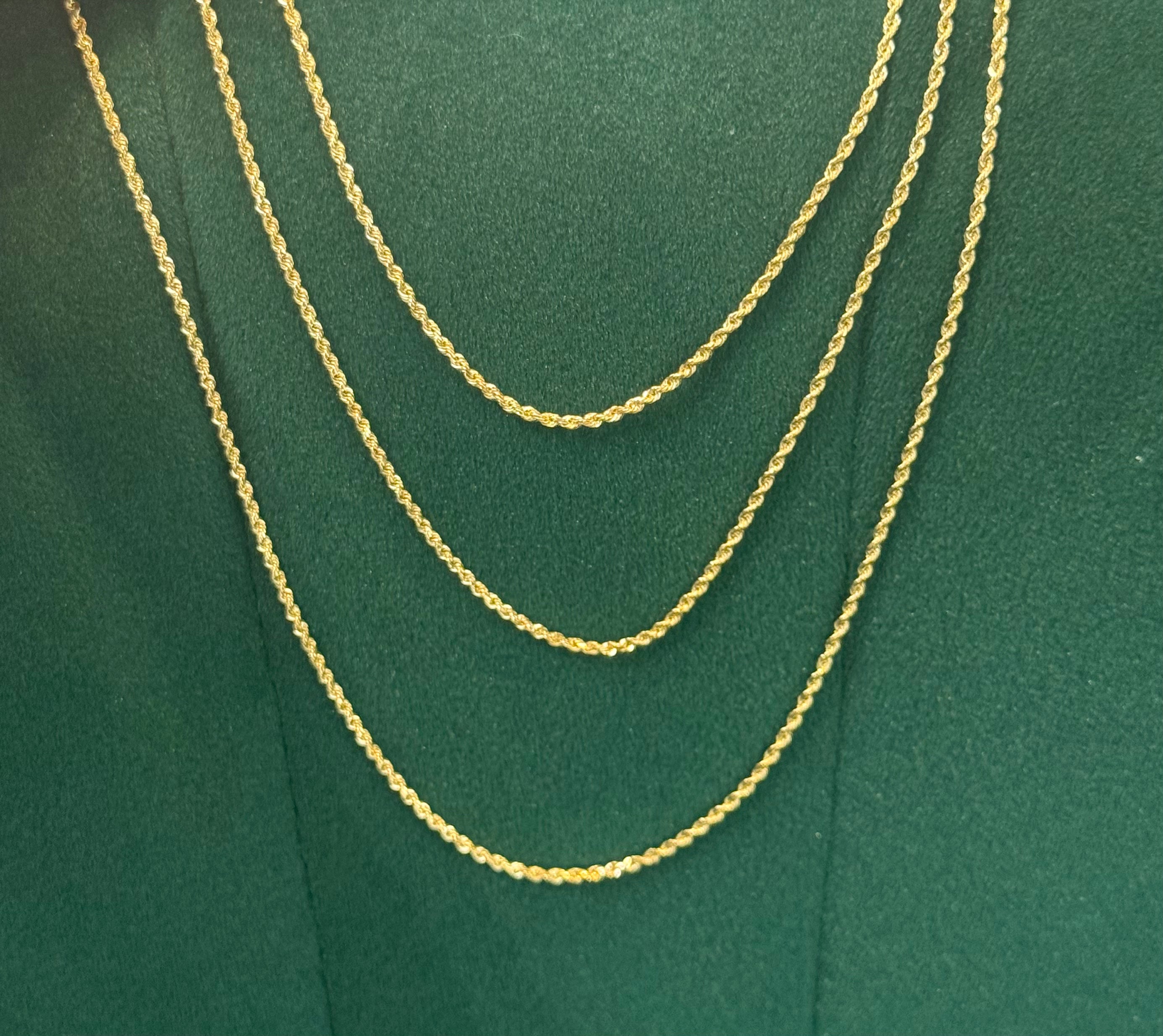 14K SOLID REAL GOLD BEAUTIFUL ROPE  CHAIN 1.5MM SOLD PER PIECE