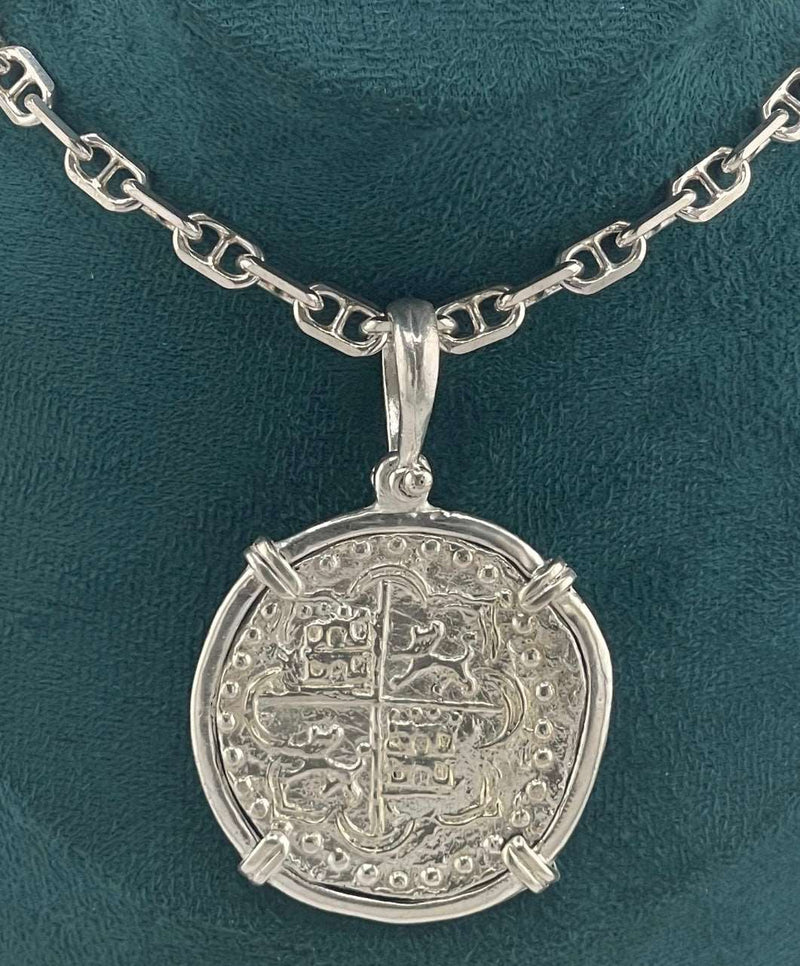 NUESTRA SENORA DE ATOCHA SOLID SILVER BIG 8 REALE SIZE COIN PENDANT