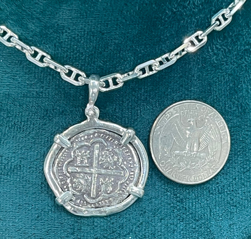 NUESTRA SENORA DE ATOCHA SOLID SILVER COIN PENDANT