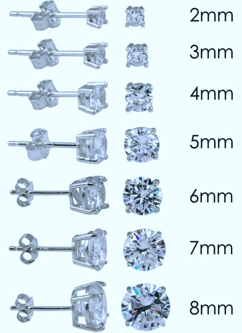 925 sterling silver crystal stud earrings