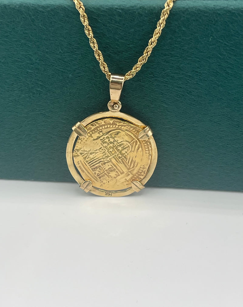 ATOCHA SHIPWRECK GOLD COIN PENDANT HANDMADE WITH 14k SOLID GOLD