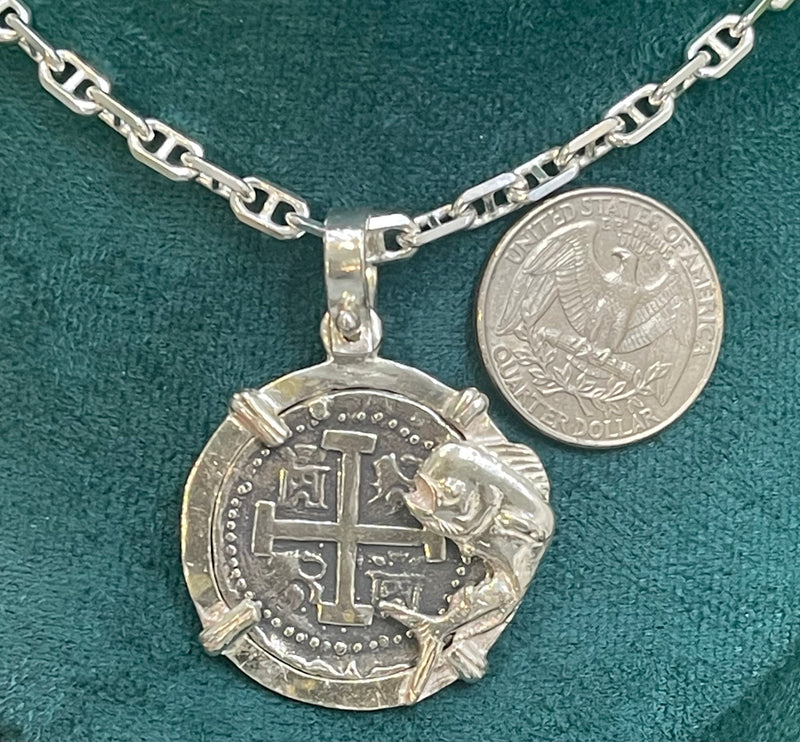 NUESTRA SENORA DE ATOCHA SOLID SILVER COIN PENDANT