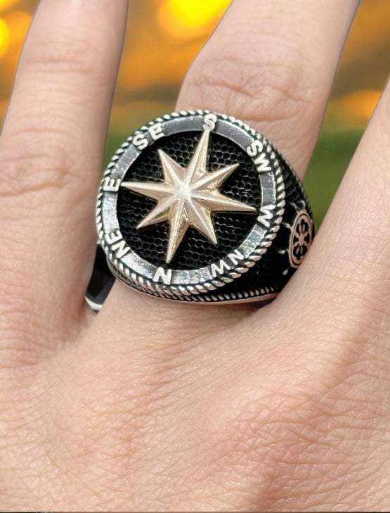 925 Sterling Silver Compass man’s ring
