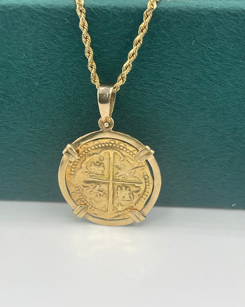 ATOCHA SHIPWRECK GOLD COIN PENDANT HANDMADE WITH 14k SOLID GOLD