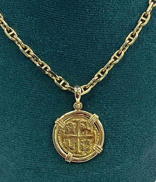 ATOCHA SHIPWRECK GOLD COIN PENDANT HANDMADE WITH 14k SOLID GOLD