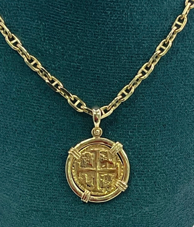 ATOCHA SHIPWRECK GOLD COIN PENDANT HANDMADE WITH 14k SOLID GOLD