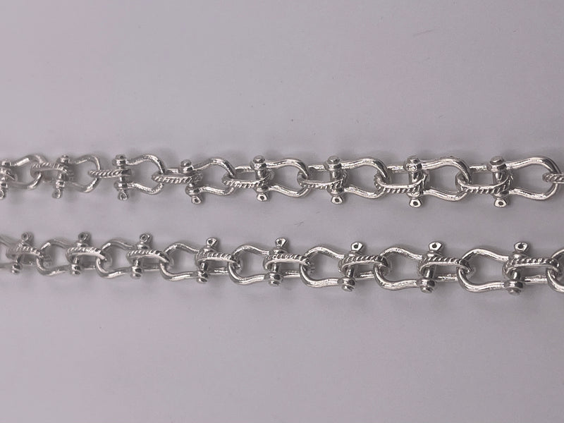 HEAVY HANDMADE 925 STERLING SILVER SHACKLE LINK CHAIN 8MM