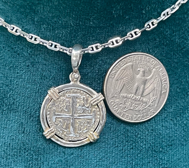 NUESTRA SENORA DE ATOCHA SOLID SILVER COIN PENDANT