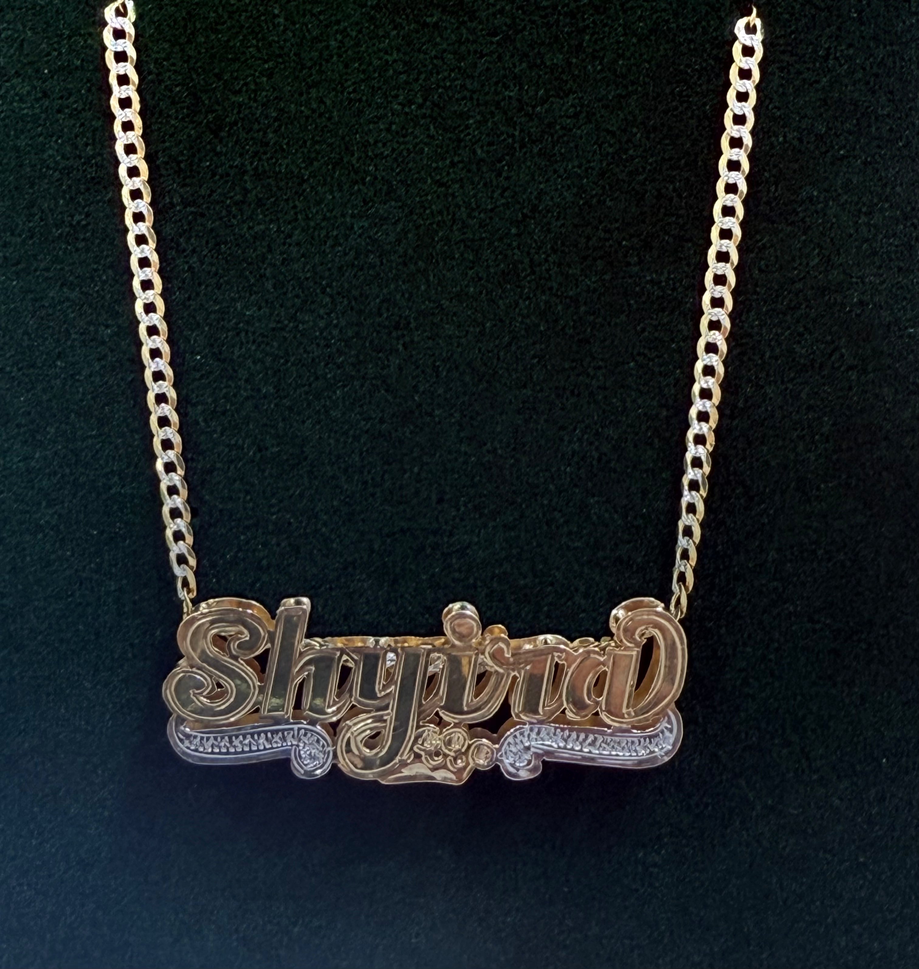 Beautiful 14k Real Gold 3D Name Plate Pendant