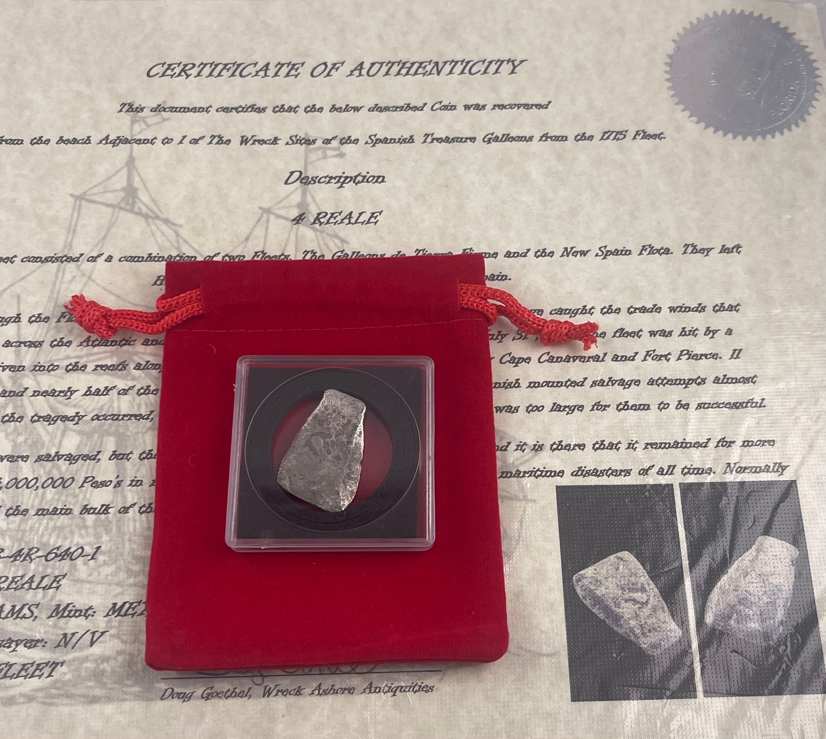 4 REALE 1715 FLEET MEXICO MINT ACTUAL SHIPWRECK COIN