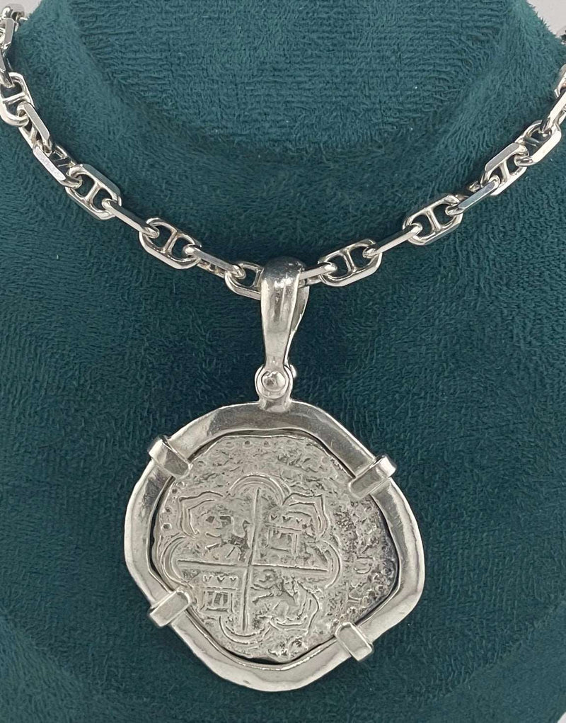 NUESTRA SENORA DE ATOCHA SOLID SILVER BIG 8 REALE SIZE COIN PENDANT