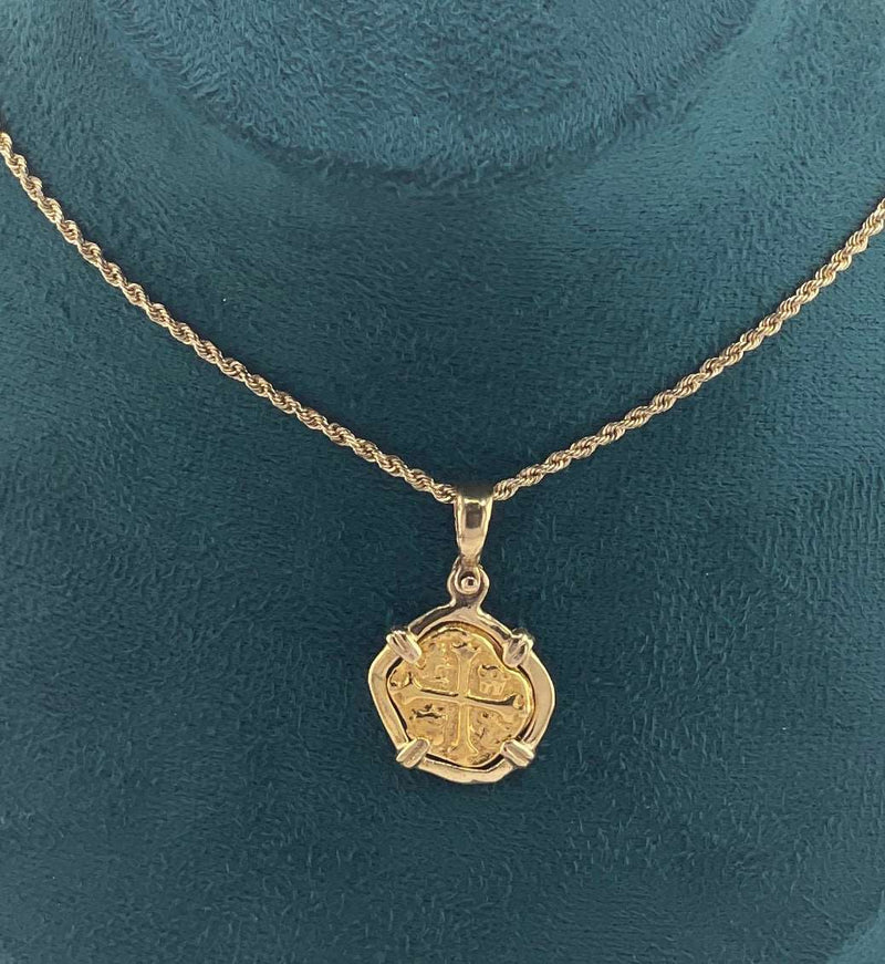 ATOCHA SHIPWRECK GOLD MINI COIN PENDANT HANDMADE WITH 14k SOLID GOLD