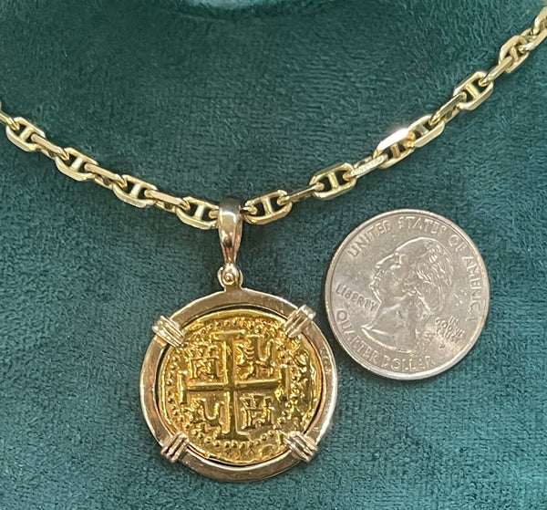 ATOCHA SHIPWRECK GOLD COIN PENDANT HANDMADE WITH 14k SOLID GOLD