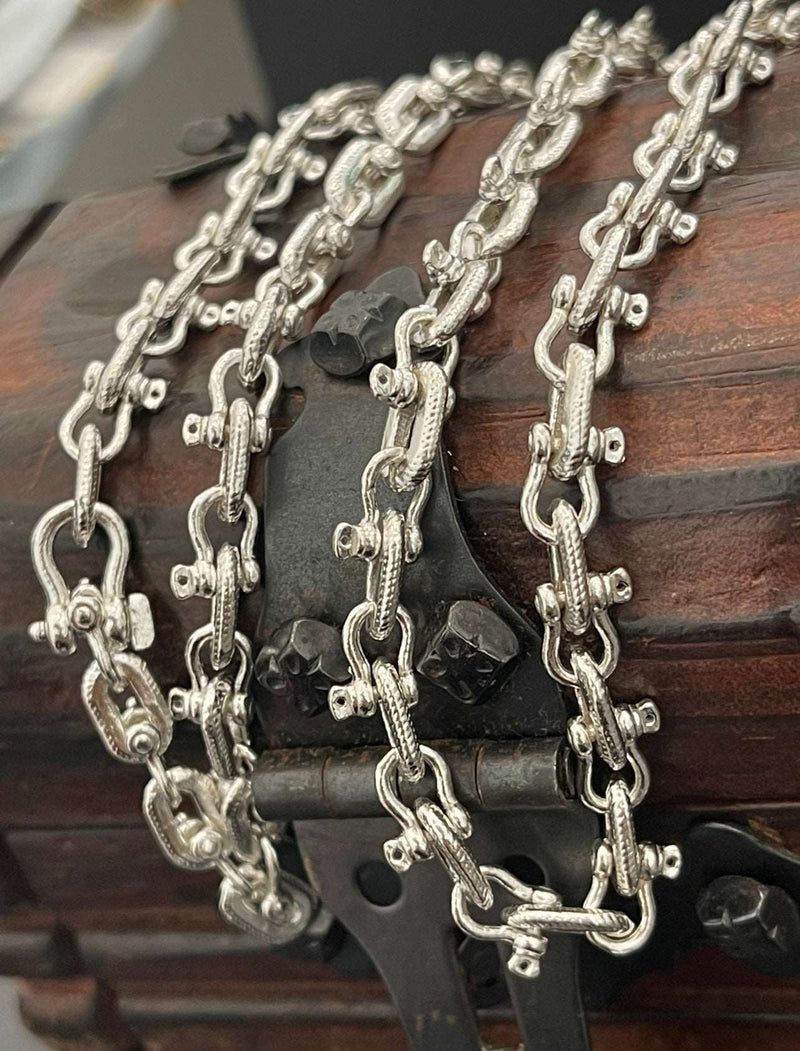 HEAVY HANDMADE 925 STERLING SILVER SHACKLE LINK CHAIN 8MM