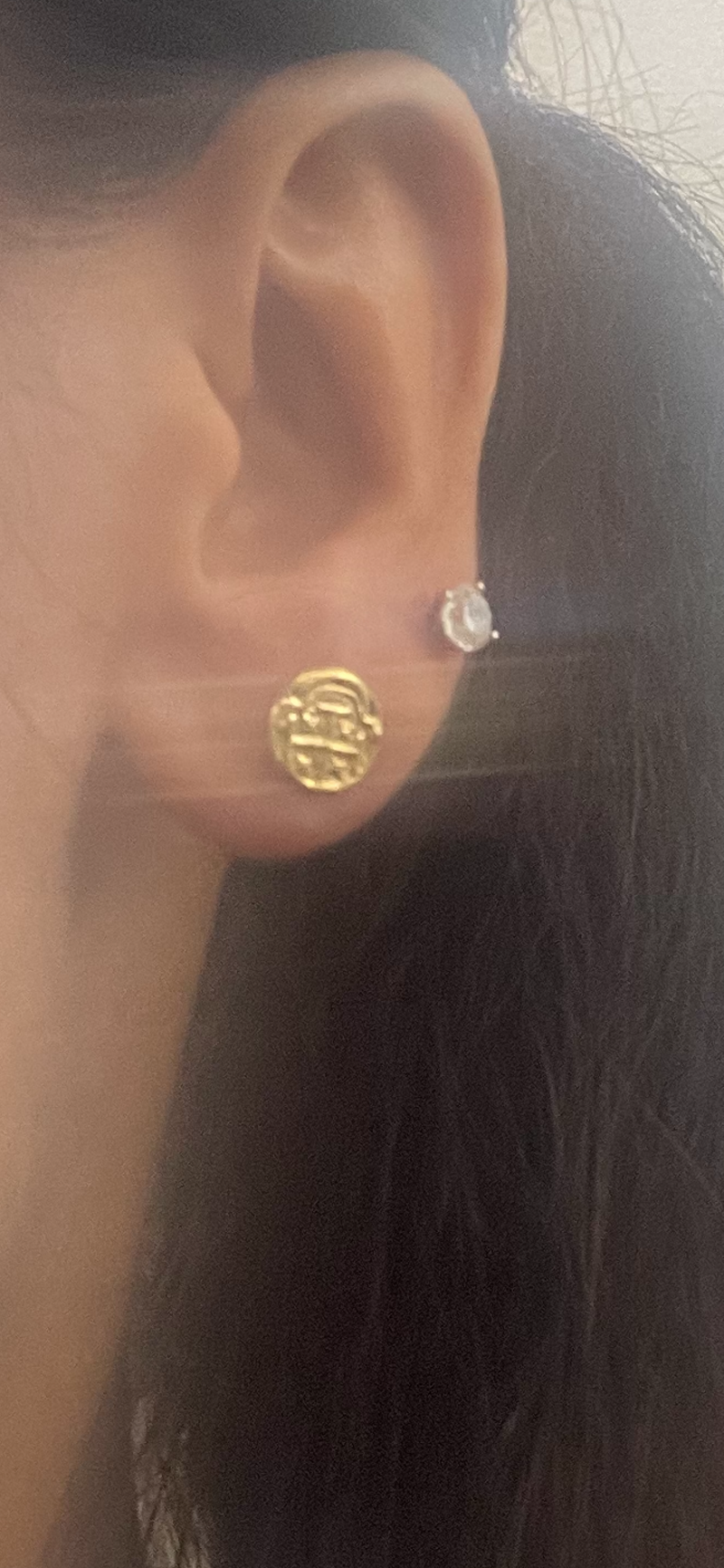 14K REAL GOLD MINI ATOCHA COIN STUD EARRINGS