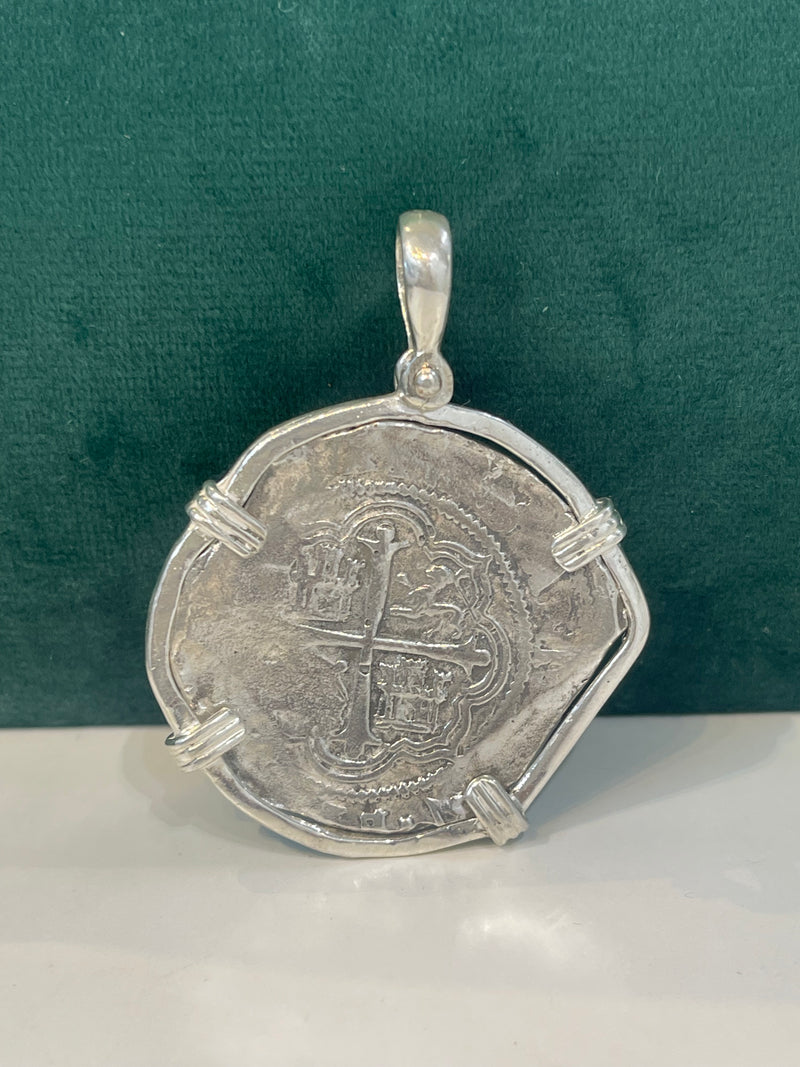 ATOCHA SOLID SILVER HEAVY COIN PENDANT