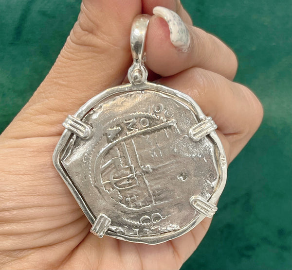 ATOCHA SOLID SILVER HEAVY COIN PENDANT