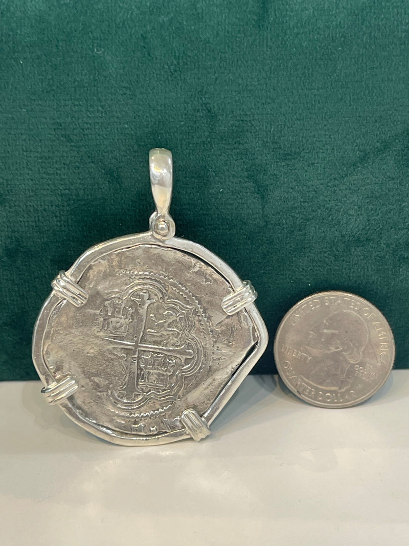 ATOCHA SOLID SILVER HEAVY COIN PENDANT