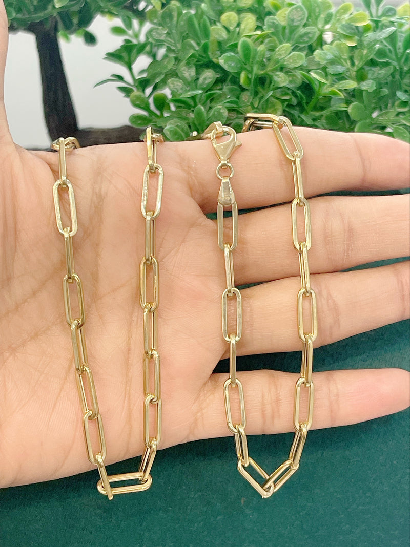 14K REAL GOLD  BEAUTIFUL PAPER CLIP CHAIN 4.5MM