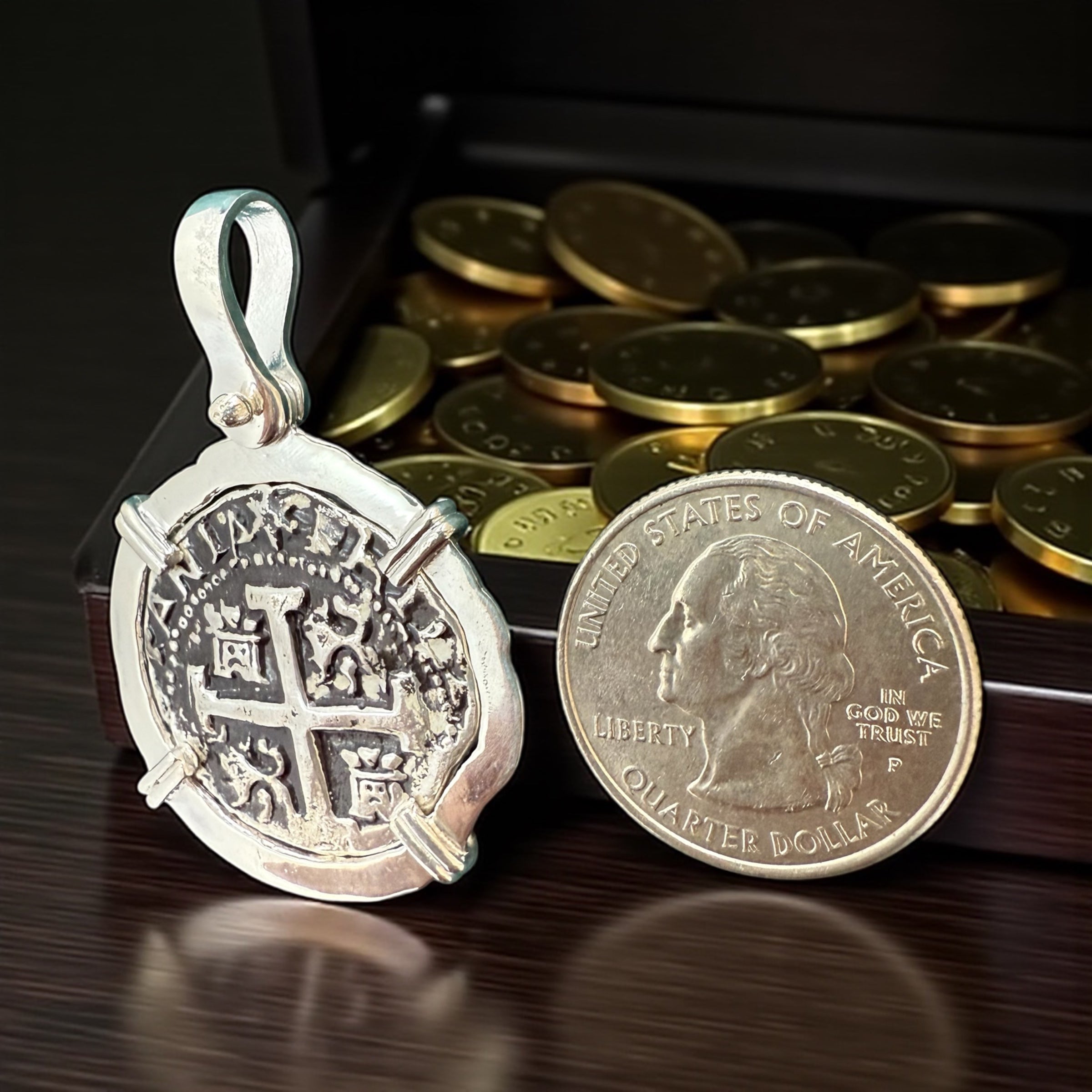 ATOCHA SOLID SILVER COIN PENDANT LARGE SIZE