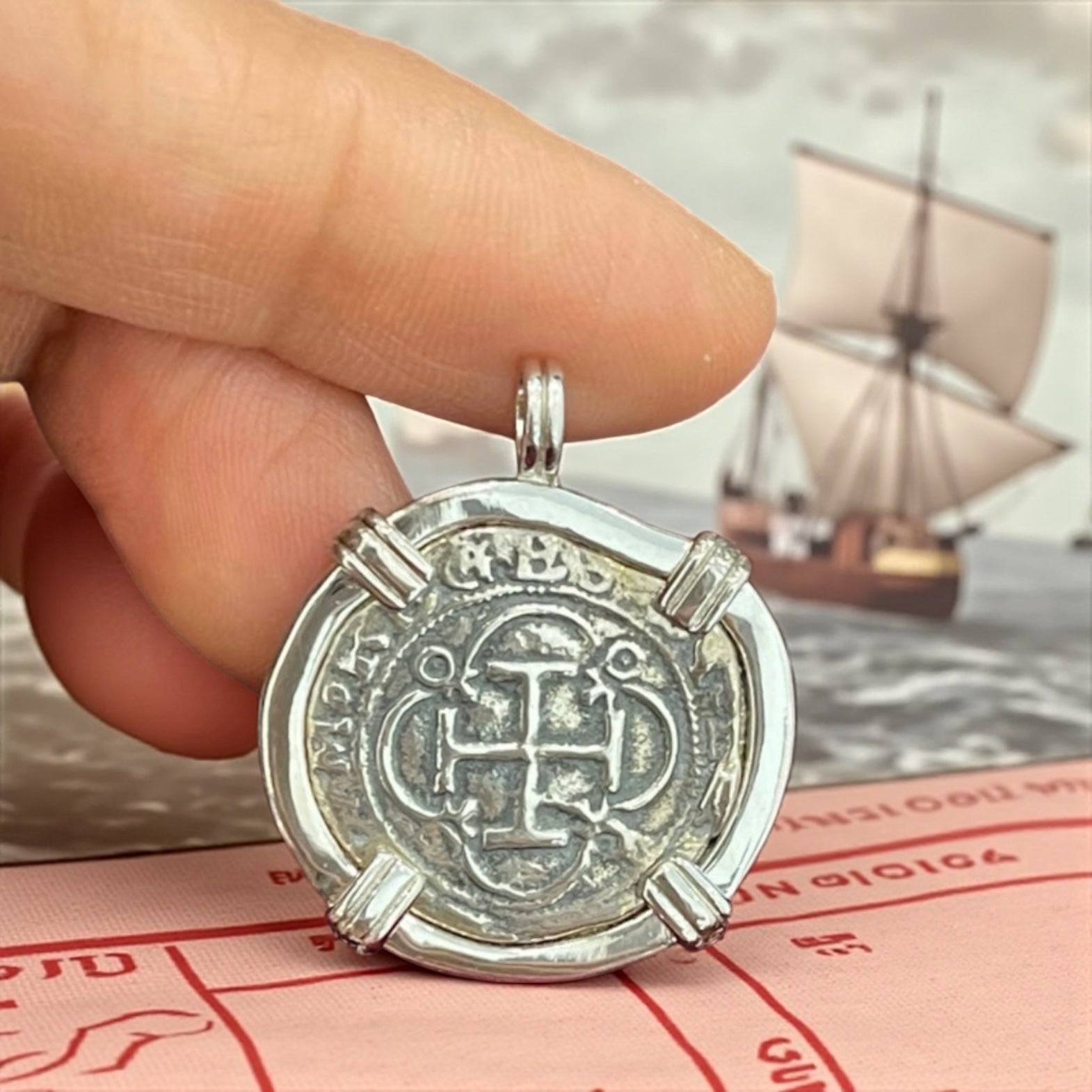 ATOCHA SOLID SILVER COIN PENDANT