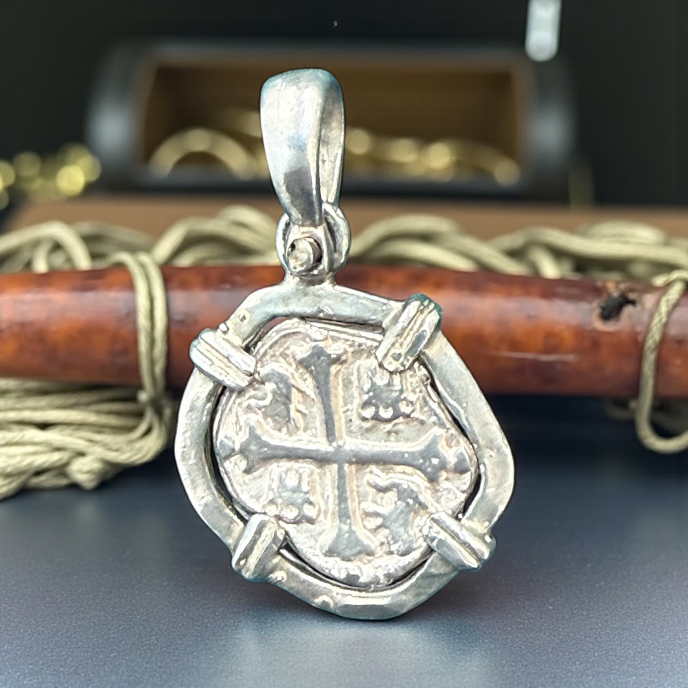 HANDMADE ATOCHA SILVER MINI COIN PENDANT 16MM