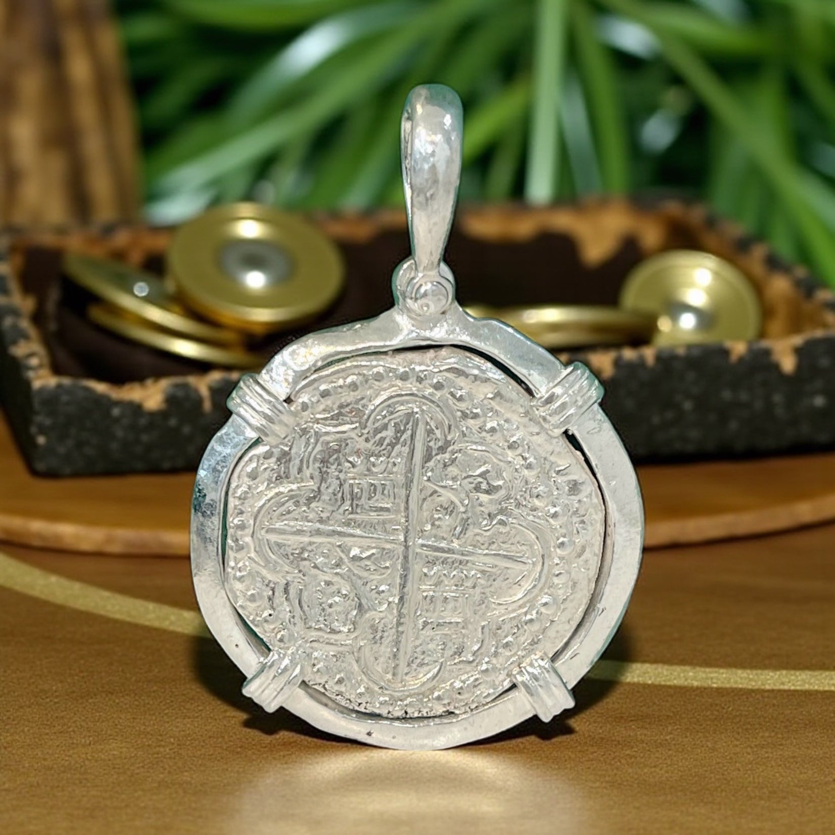 ATOCHA SOLID SILVER HEAVY COIN PENDANT HANDMADE FROM ATOCHA SILVER