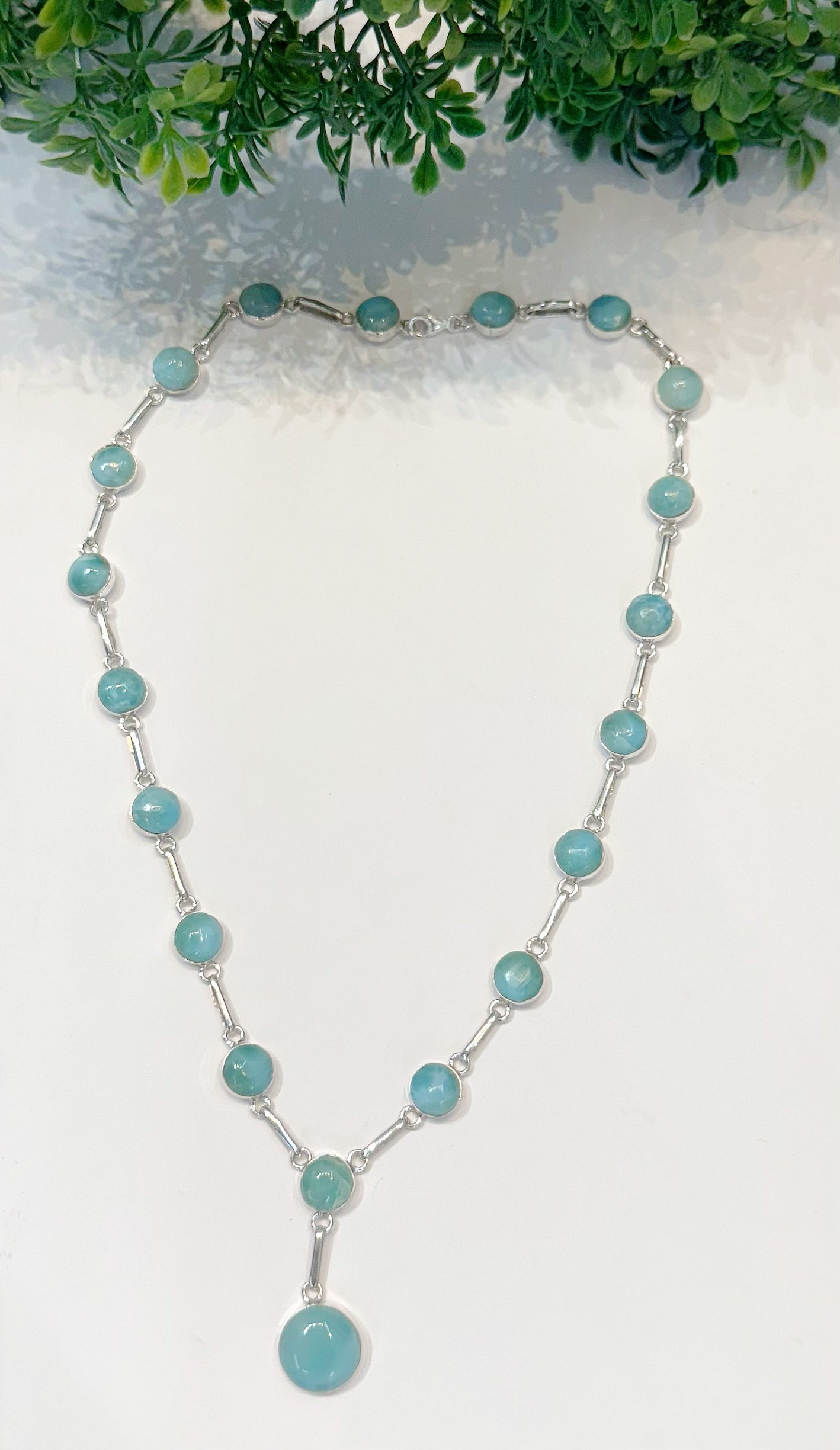 Handmade Blue Round Larimar  Necklace