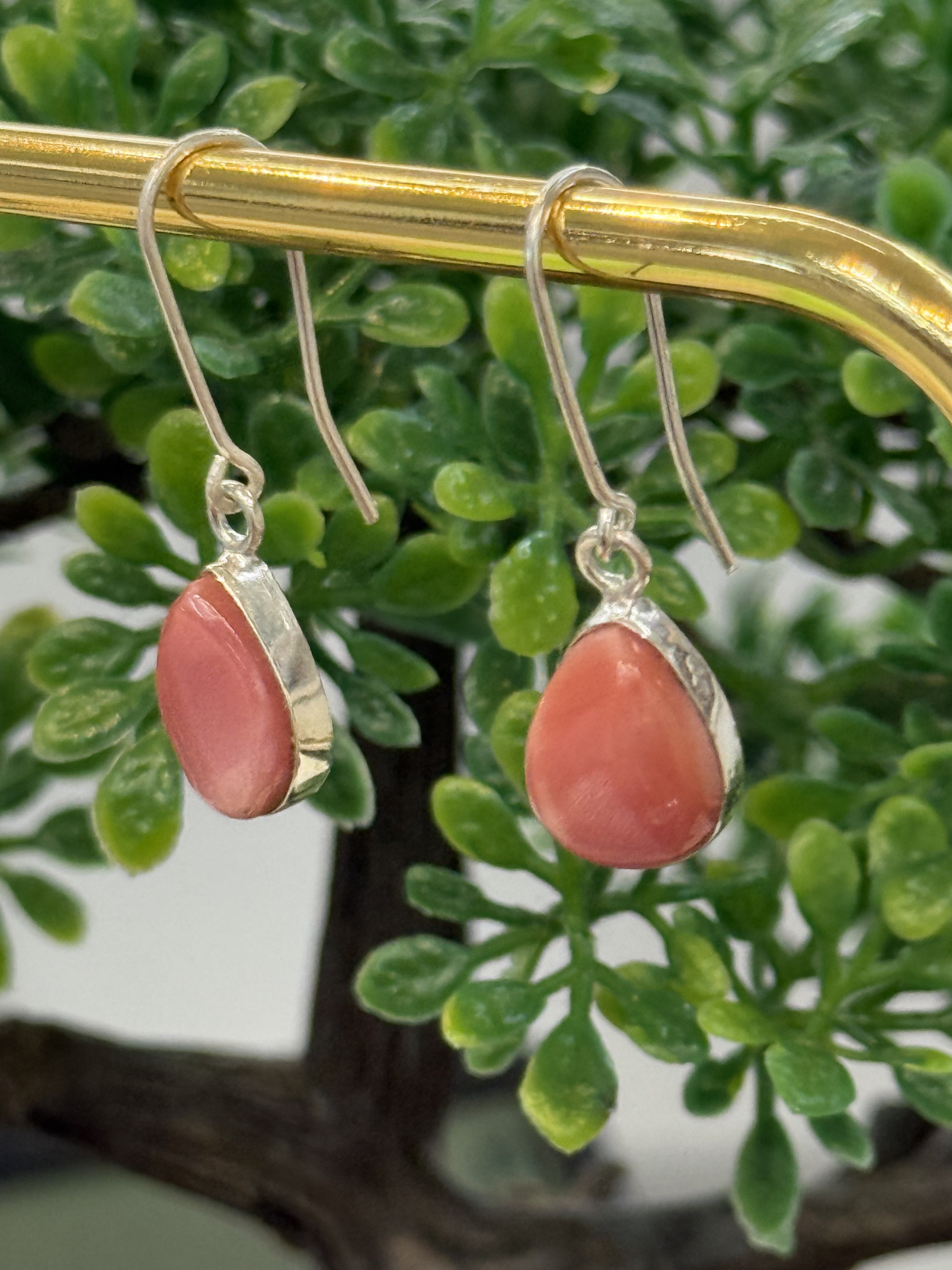 Handmade Pink Tear Drop Larimar Earrings