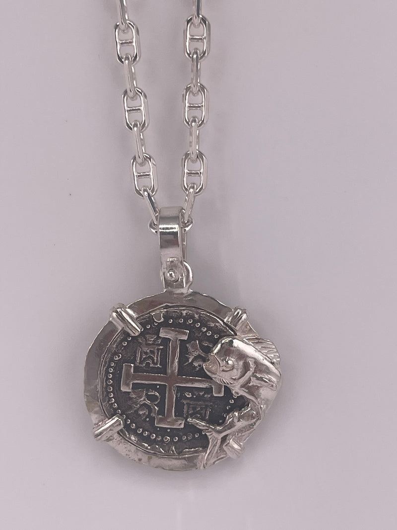 NUESTRA SENORA DE ATOCHA SOLID SILVER COIN PENDANT