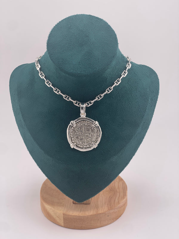 NUESTRA SENORA DE ATOCHA SOLID SILVER COIN PENDANT