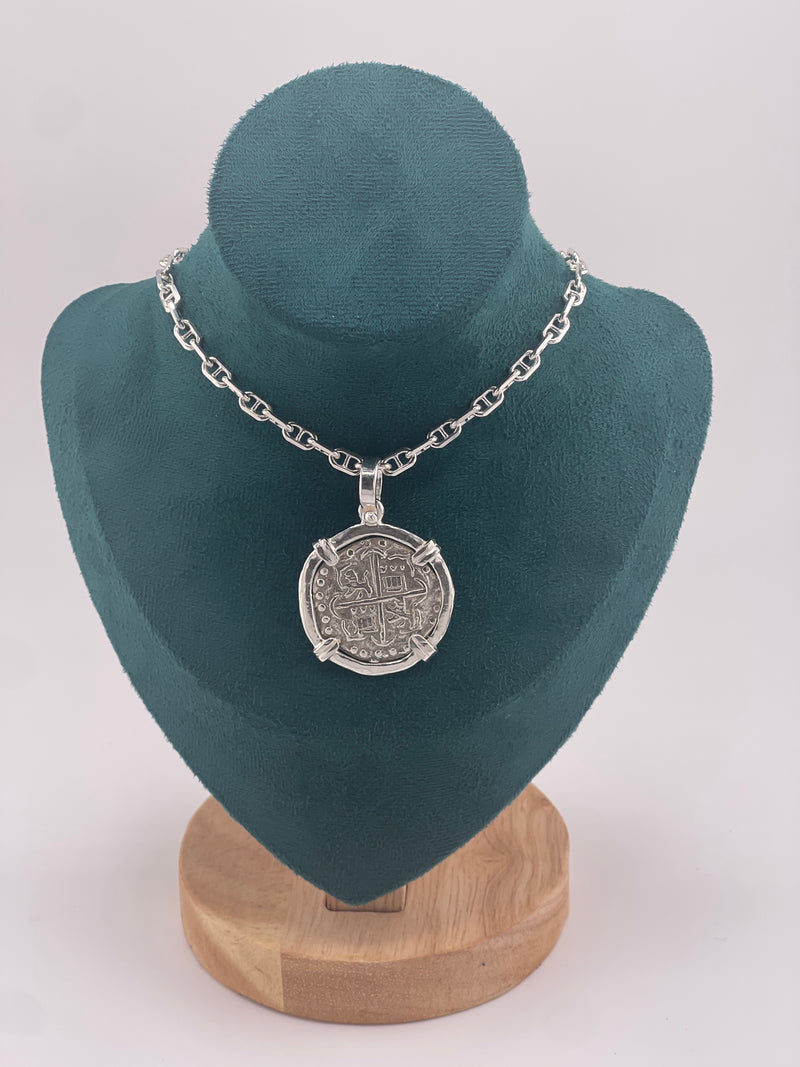 NUESTRA SENORA DE ATOCHA SOLID SILVER COIN PENDANT