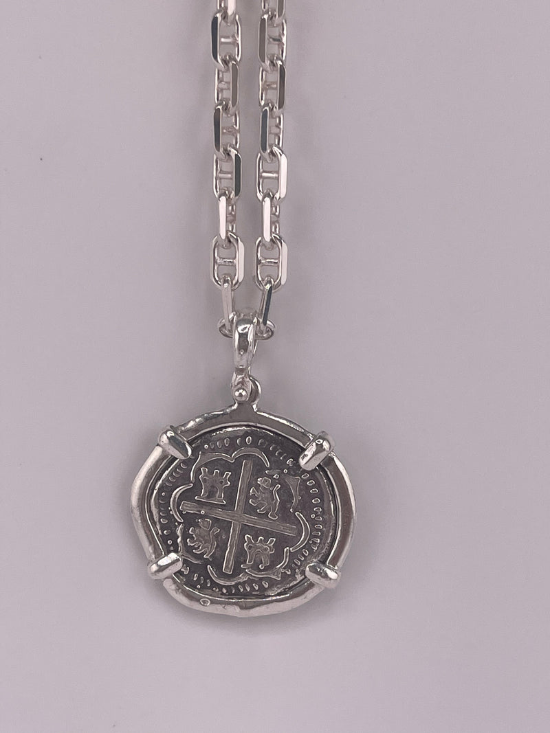 NUESTRA SENORA DE ATOCHA SOLID SILVER COIN PENDANT