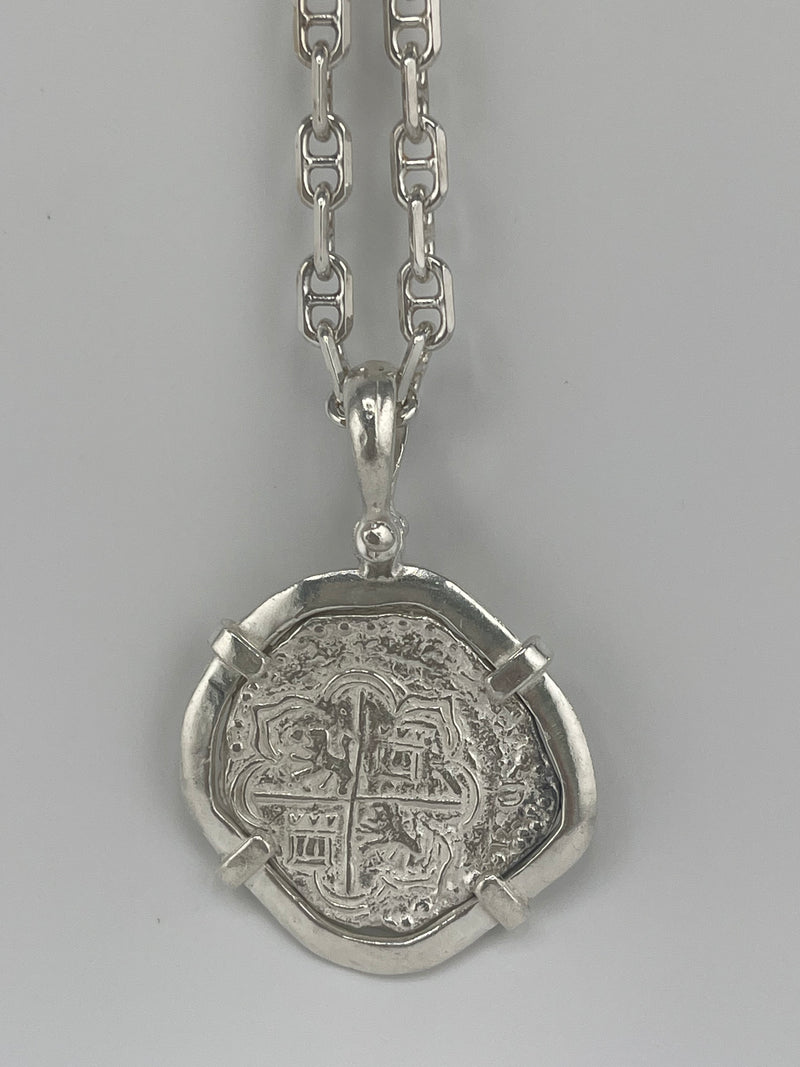 NUESTRA SENORA DE ATOCHA SOLID SILVER BIG 8 REALE SIZE COIN PENDANT