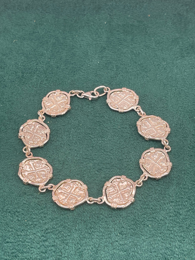 NUESTRA SENORA DE ATOCHA SOLID SILVER COIN BRACELET