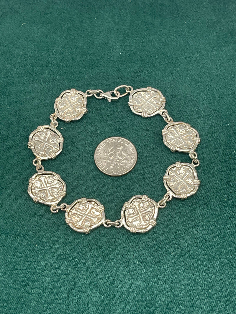 NUESTRA SENORA DE ATOCHA SOLID SILVER COIN BRACELET