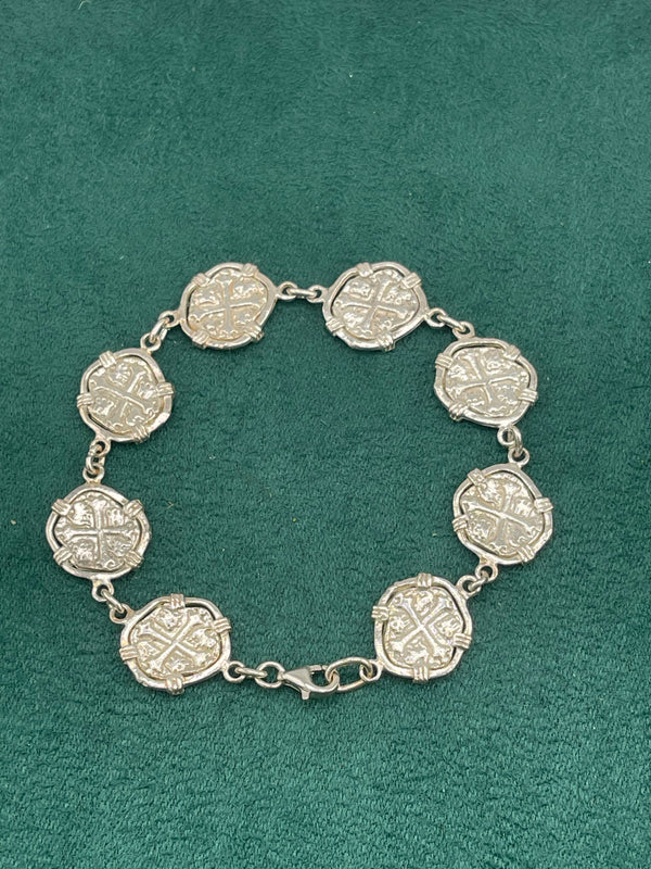 NUESTRA SENORA DE ATOCHA SOLID SILVER COIN BRACELET